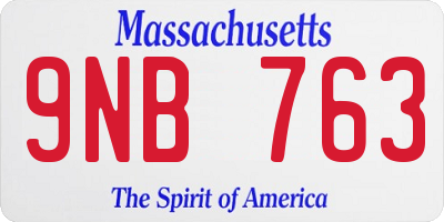 MA license plate 9NB763