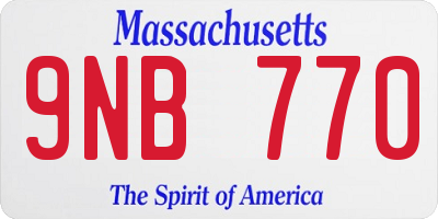 MA license plate 9NB770
