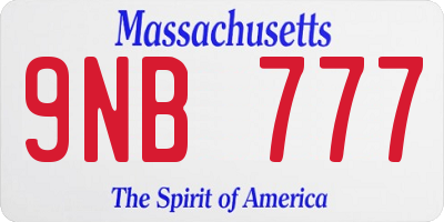 MA license plate 9NB777