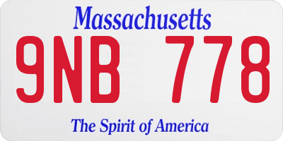 MA license plate 9NB778