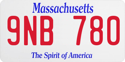 MA license plate 9NB780