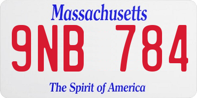 MA license plate 9NB784