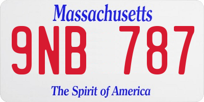 MA license plate 9NB787