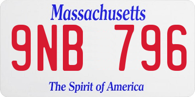 MA license plate 9NB796