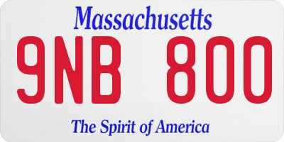 MA license plate 9NB800