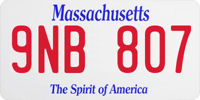 MA license plate 9NB807
