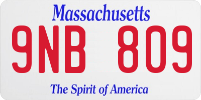 MA license plate 9NB809