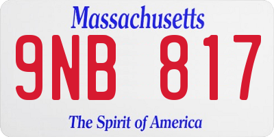 MA license plate 9NB817