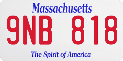 MA license plate 9NB818