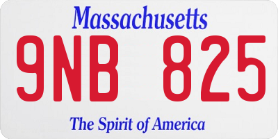 MA license plate 9NB825