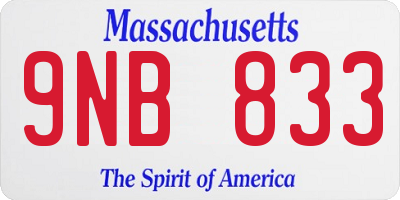 MA license plate 9NB833