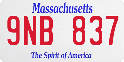 MA license plate 9NB837
