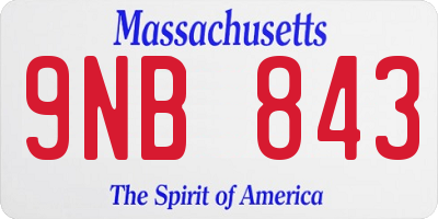 MA license plate 9NB843