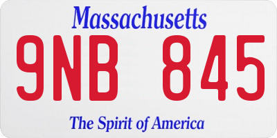 MA license plate 9NB845