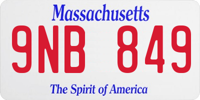 MA license plate 9NB849
