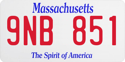 MA license plate 9NB851