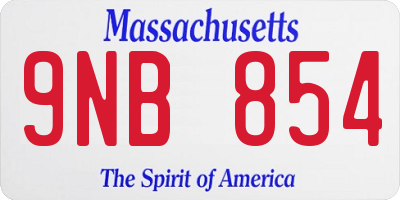 MA license plate 9NB854