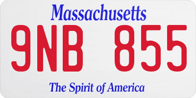 MA license plate 9NB855