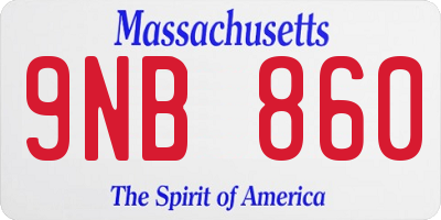 MA license plate 9NB860