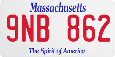 MA license plate 9NB862