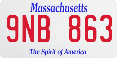 MA license plate 9NB863