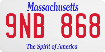 MA license plate 9NB868