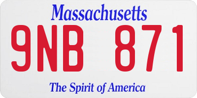 MA license plate 9NB871