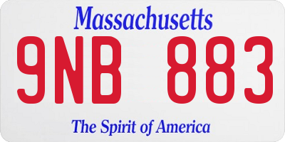 MA license plate 9NB883