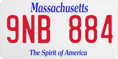 MA license plate 9NB884
