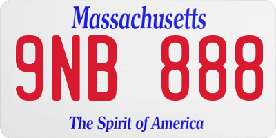 MA license plate 9NB888