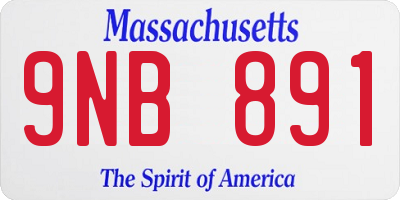 MA license plate 9NB891