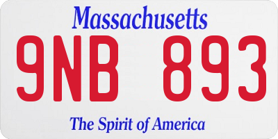 MA license plate 9NB893