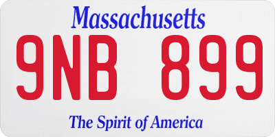 MA license plate 9NB899