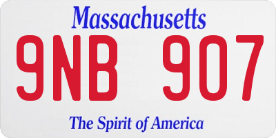 MA license plate 9NB907