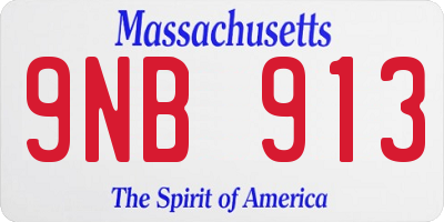 MA license plate 9NB913