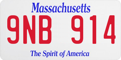 MA license plate 9NB914
