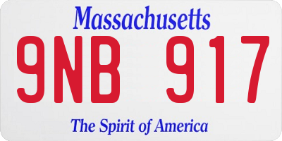 MA license plate 9NB917
