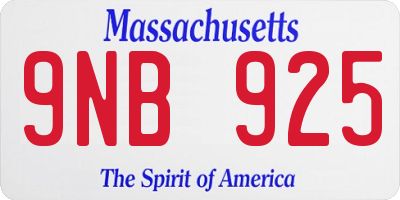 MA license plate 9NB925