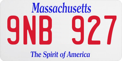 MA license plate 9NB927