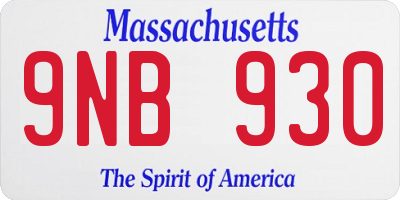 MA license plate 9NB930