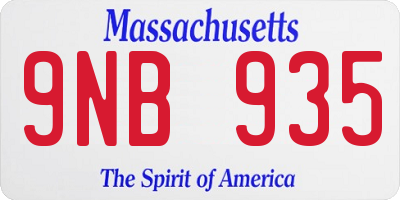 MA license plate 9NB935