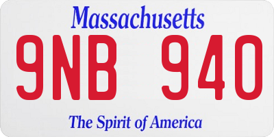 MA license plate 9NB940
