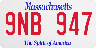 MA license plate 9NB947