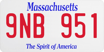 MA license plate 9NB951