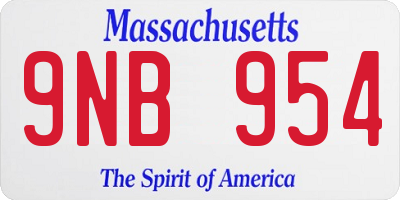 MA license plate 9NB954