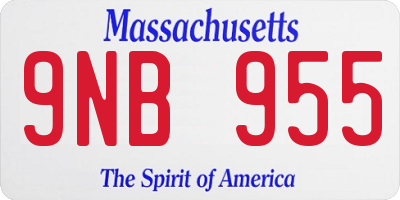 MA license plate 9NB955