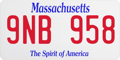 MA license plate 9NB958