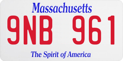 MA license plate 9NB961