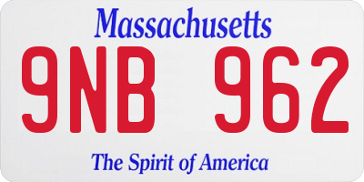 MA license plate 9NB962