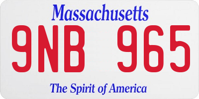 MA license plate 9NB965
